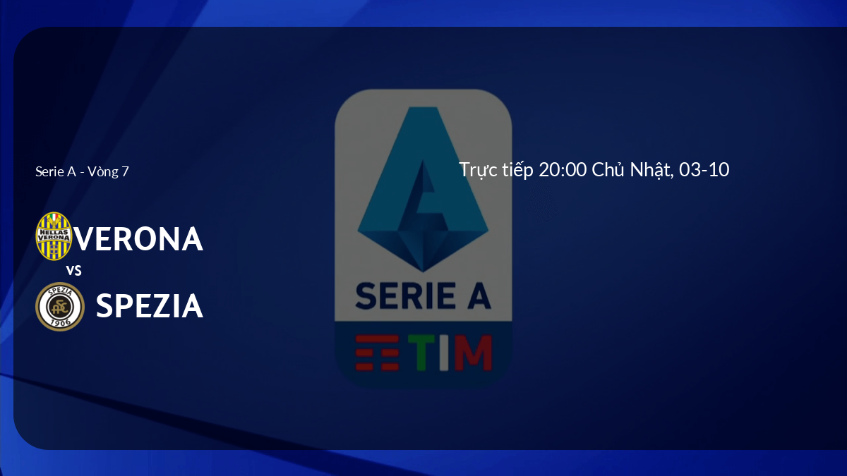 Trực tiếp Verona và Spezia, 20:00 Chủ Nhật, 03-10 'Serie A'