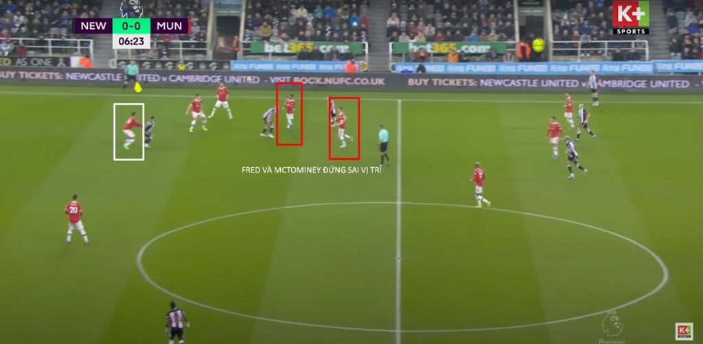 Tình huống trong trận Newcastle cho thấy điểm yếu ở lối đá của Man Utd
