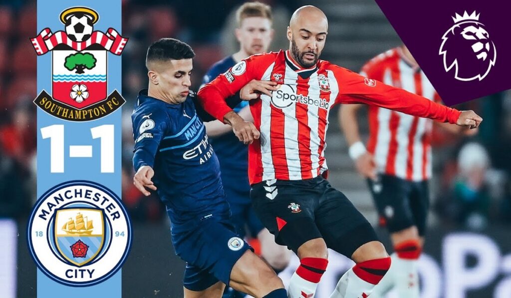 Man City đứt mạch toàn thắng sau trận hòa 1-1 với Southampton