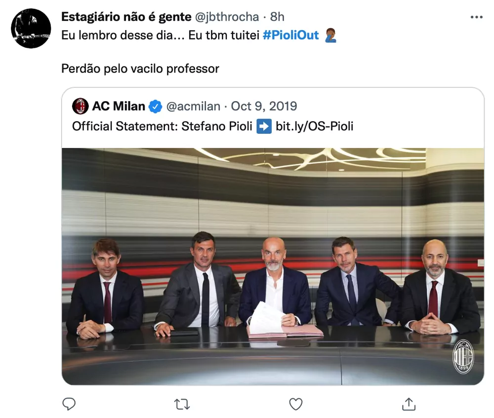 Người hâm mộ AC Milan phản đối với hashtag #PioliOut